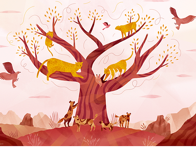 The law of the jungle animal illustration landscape wildlife
