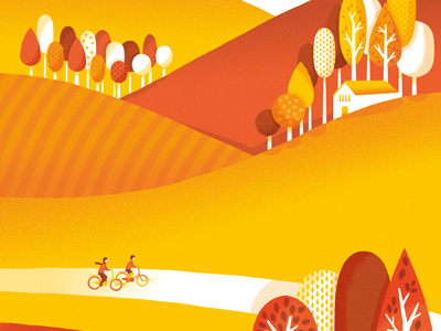 Cycling in autumn autumn illustration landscape