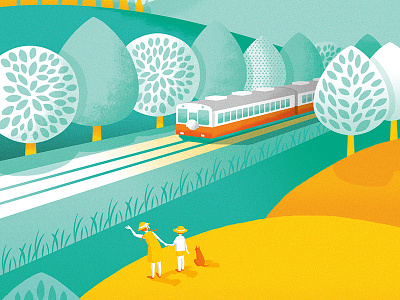 Me and Kominato railway illustration landscape