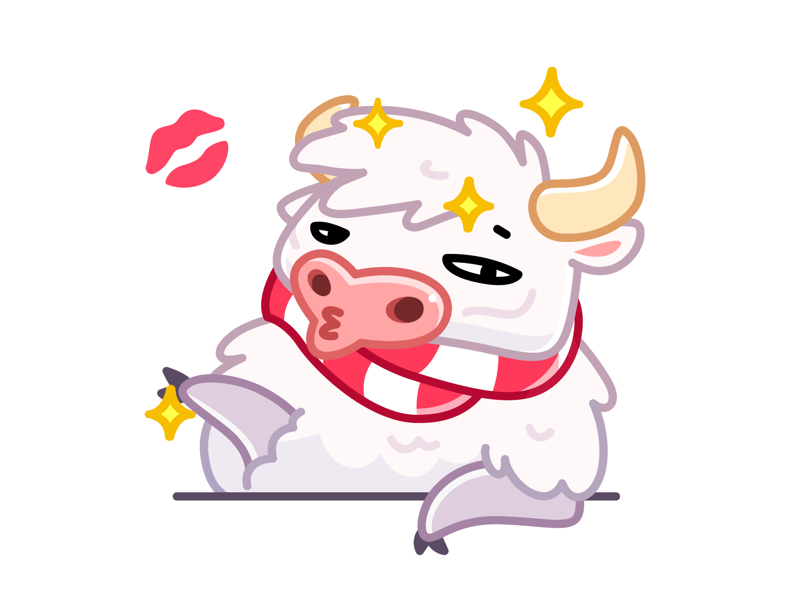 Santa Moo 2d animation after affects animal animation bodymovin bull character animation emoji emotions happy new year json kiss love merry xmas sexy stars sticker stickers telegram wink