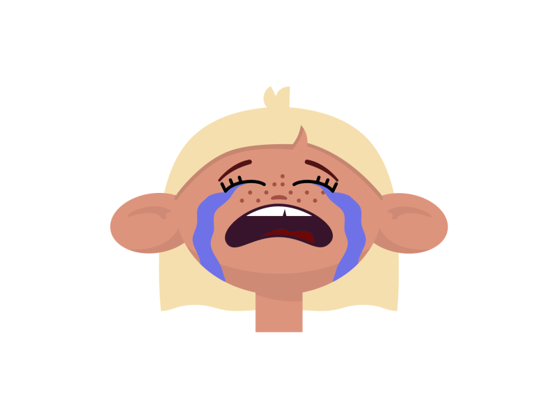 Cry 2d animation after affects animation anticipation bounce character character animation crying cycle emoji emotion emotions face girl illustration motion design sad sadness shape animation tears