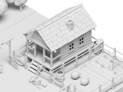 The Lonely Farm #1 3d country farm house illustration isometric rboy rocketboy sheep village wip