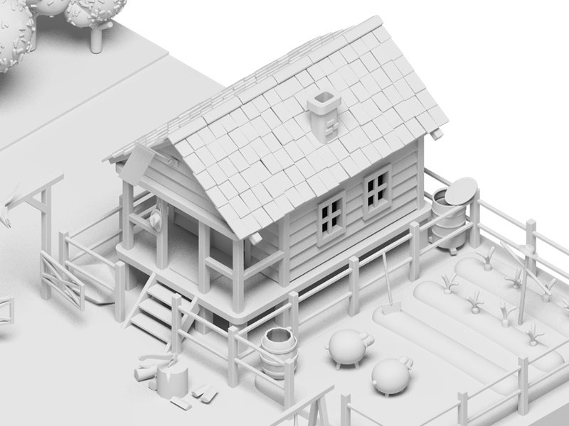 The Lonely Farm #1 sheep house wip 3d isometric country farm village illustration rocketboy rboy