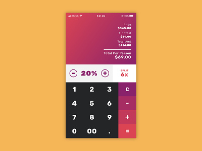 Daily UI challenge #004 — Tip Calculator 004 calculator challenge clean daily dailyui design gradient mobile tip ui ux
