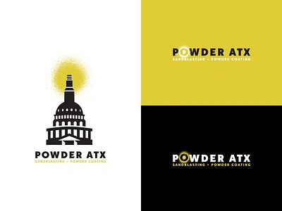 Powder ATX logo capitol concept design gun logo nozzle powder atx powder coat spray paint stencil sun yellow