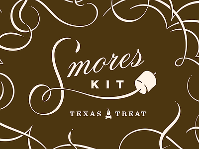 S’mores Kit type lockup… campfire flemish script flourishes kit marshmallow sentinel smoke smores tendrils texas