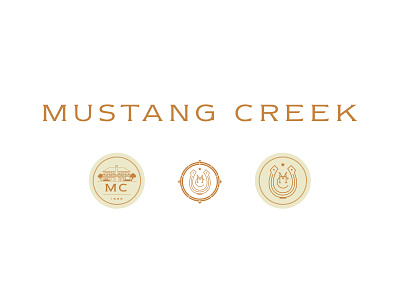 Mustang Creek Country Club logo 1 of 3… badge branding building country club glyphic horseshoe logo monogram seal serif star texas typography