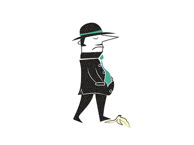 Out for a walk banana french green illustration man monsieur texture walking