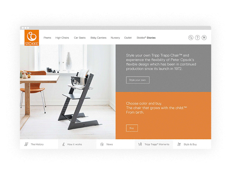 Stokke Website - Tripp Trapp Chair chair furniture layout norwegian product page stokke webdesign website
