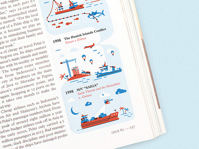 Monocle Magazine - UN Sea Laws boat fish illustration monocle monocle magazine sea war