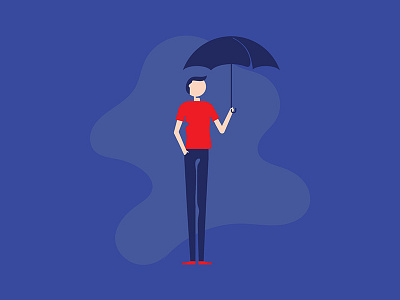 Umbrella character debt finance illustration man red umbrella