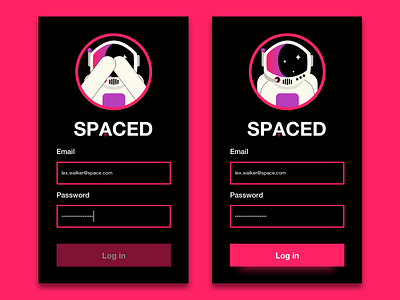 #spacedchallenge app design login mobile ui