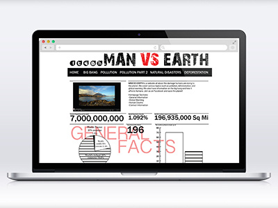 MAN VS EARTH Website css html icons infographics