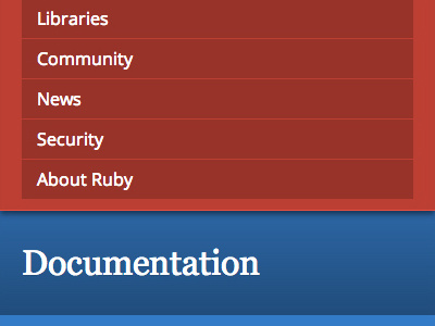Ruby Lang interface menu mobile nav ruby ui ux web design