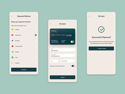 Credit Card Checkout app ui ux