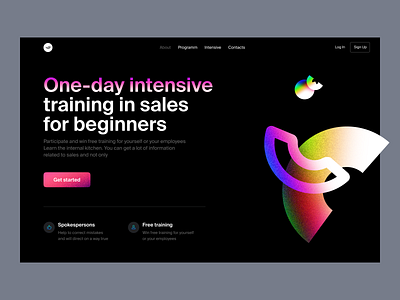 One-day intensive abstract app application clean colorful design emelents flying graphics illustration intensive landing png presentation project startup ui ux web website