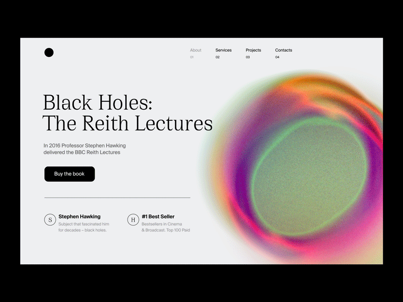 Stephen Hawking Black Holes abstract animated animation black hole clean clean ui design gradient gradients graphic graphics landing landingpage stephen hawking ui ux web web design webdesign website
