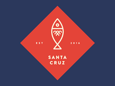 Santa Cruz badge cream fish navy red