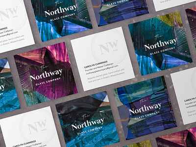The Northway Glass Co. business cards business card contact glass heritage logo stained glass