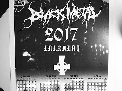 Black Metal 2017 Calendar black metal calendar metal print design
