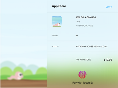 IN-APP PURCHASE checkout design game game ui in app purchase mobile touch id ui