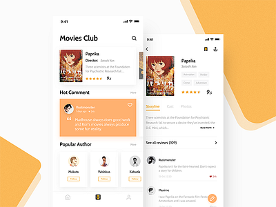 Movie Reviews | Movies Club app card ios11 iphonex mobile movie ui