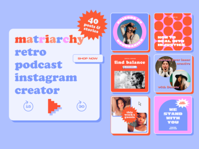 Retro podcast creator for Instagram blue brand branding colorful episode guest host instagram template listen now pink play podcast podcast art podcast template podcaster podcasting red retro retro brand retro design