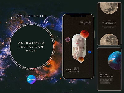 Astrologia Instagram Template astrologia astrology canva template coach collage graphic design horoscope instagram post instagram story instagram template planets social media canva wellness template zodiac