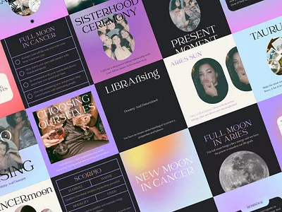 Astrology Instagram Pack | Selena Gradient 2022 aesthetic aesthetic instagram aesthetic template astrology branding colorful gradient graphic design horoscope instagram instagram feed instagram post instagram template purple social media social media template template zodiac