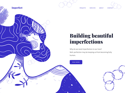 Building beautiful imperfections series #5 character digital art graphic design hero hero illustration home page illustration ui user interface web design website