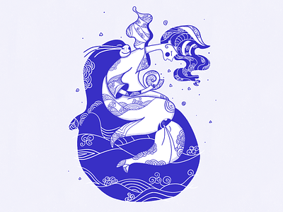 Saoirse Song Of The Sea animation art blue character design digital art digital painting girl graphic design hair illustration ocean sea seal shell ui ui design web