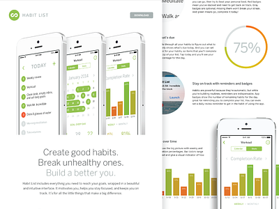 Habit List website app design habit ios iphone ui website