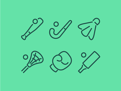 Sports Icons badminton baseball boxing cricket field hockey icon set icons illustration lacrosse sport ui vector