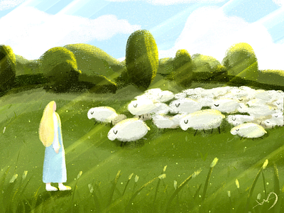 Girl and sheep