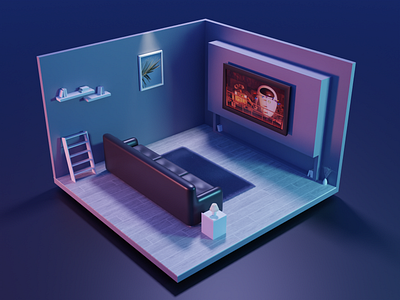 Living room at night