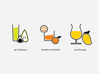 Ode to Babel Preserves beverage cocktails food fruit icons illustration vector