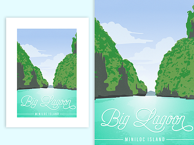 Big Lagoon, Miniloc Island, Philippines | Poster graphic design illustration landscape poster travel poster vector