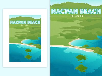 Nacpan Beach, Palawan, Philippines | Poster graphic design illustration landscape poster travel travel poster vector