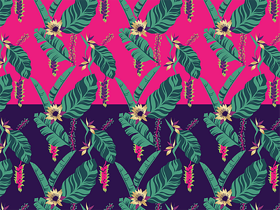 Tropical Pattern botanical bright floral green illustration leaves palm pattern pink tropical vector