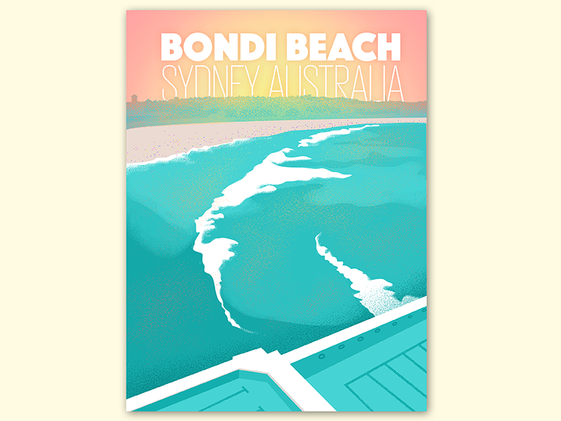 Travel Art Bondi Beach Print Australia Poster Travel Poster Bondi Beach Poster Australia Art Print