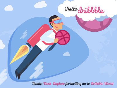 Hello Dribbble cloud dribbble fire first shot hello dribbble pink thanks welcome