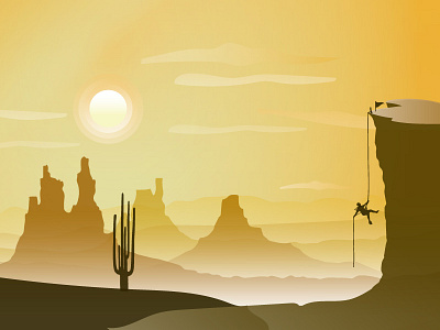 solo adventure trip climbing desert illustration
