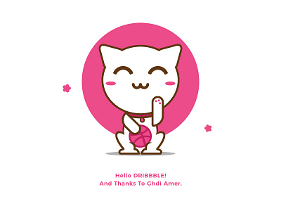 Hello Dribbble! debut dribbble first hello illustration maneki maneki neko pink shot thanks