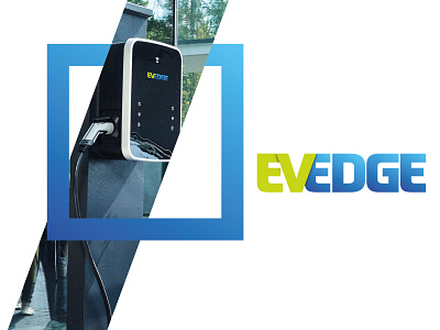Logo "EvEdge" blue logo branding car design electric vehicle ev logo vehicle