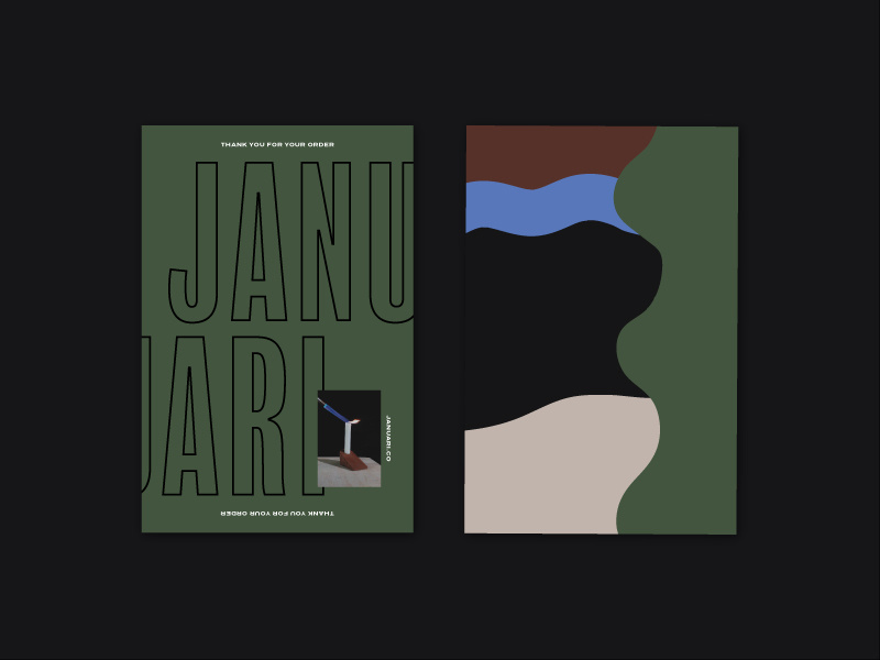 THX print collateral branding groovy pattern color januari furniture brand post card