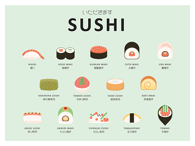 sushi food icon illustration illustrator japan sushi