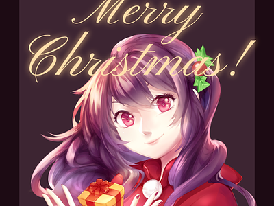 Merry Xmas anime christmas gift girl illustration xmas