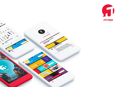 Jovapp app art card flat icon typography ui ux vector web