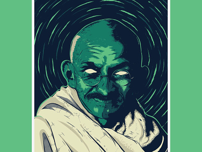 Mahatma Gandhi adobeillustator ahimsa colors design digital art fatherofthenation freedom gandhi green illustration illustrator leader mahatmagandhi night printshop vector
