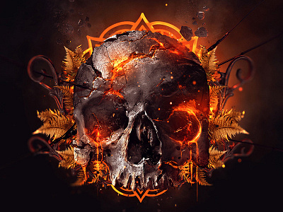 Skull Burning album art artworks burning cover art digital art digital imaging fire lava music music app music artwork skull